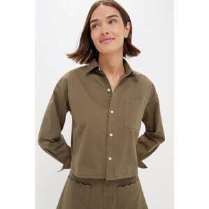 TUCKERNUCK Army Green Chino Cropped Jasper Button Down NWT M